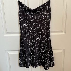 Satin floral shift dress